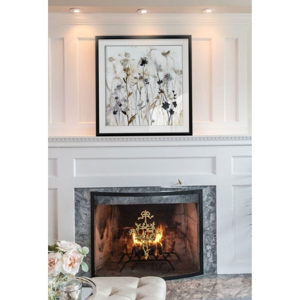 Wildflower Mist I -Custom Framed Print - blue. white. grey. yellow. green. silver. gold